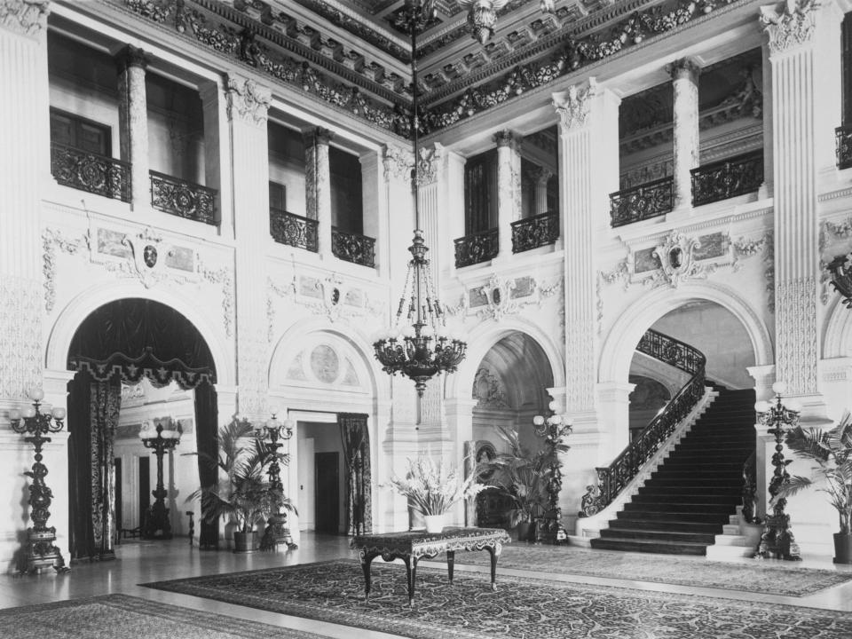 The interior of one of the Vanderbilt mansions known as “The Breakers” on Rhode Island.