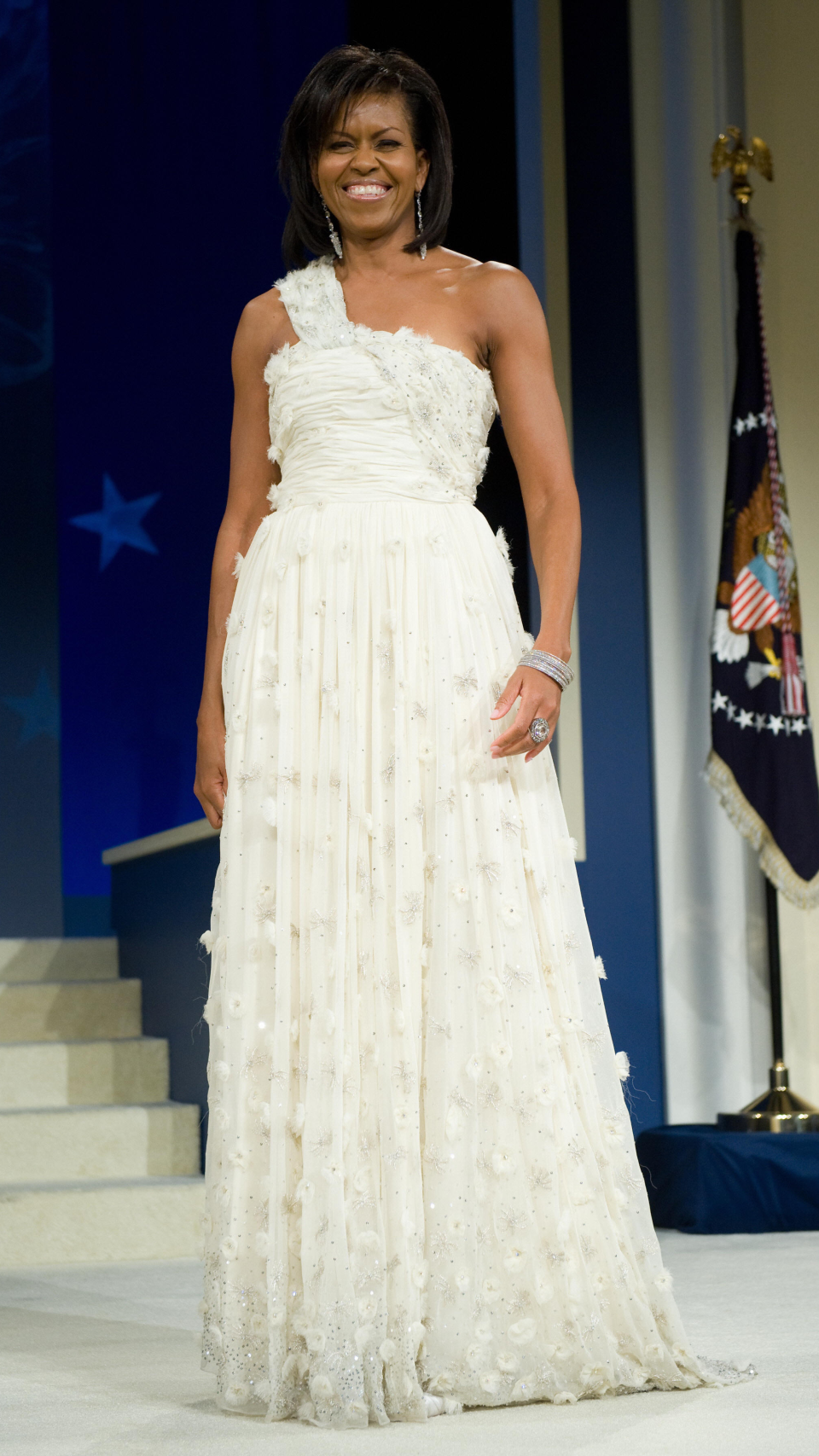 Michelle Obama during the Midatlantic Regional Inaugural Ball at the Washington Convention Center in Washington, DC, January 20, 2009. Obama was sworn in as the 44th US president earlier in the day