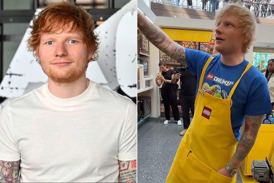 <p>ANGELA WEISS/AFP via Getty, Ed Sheeran/Instagram</p> Ed Sheeran made a surprise appearance at a Lego store in Minnesota on Saturday.