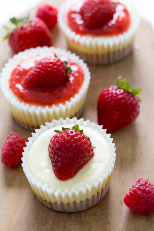 <p>Chef Savvy</p><p>Super easy mini cheesecake cupcakes. Layered with a graham cracker crust and creamy tangy cheesecake. Top with salted caramel sauce, chocolate or strawberry sauce!</p><p><strong>Get the recipe: <a href="https://chefsavvy.com/mini-cheesecake-cupcakes/" rel="nofollow noopener" target="_blank" data-ylk="slk:Mini Cheesecake Cupcakes;elm:context_link;itc:0;sec:content-canvas" class="link ">Mini Cheesecake Cupcakes</a></strong></p>