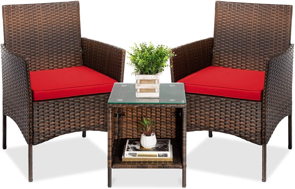 Best Choice Products 3-Piece Outdoor Wicker Conversation Bistro Set