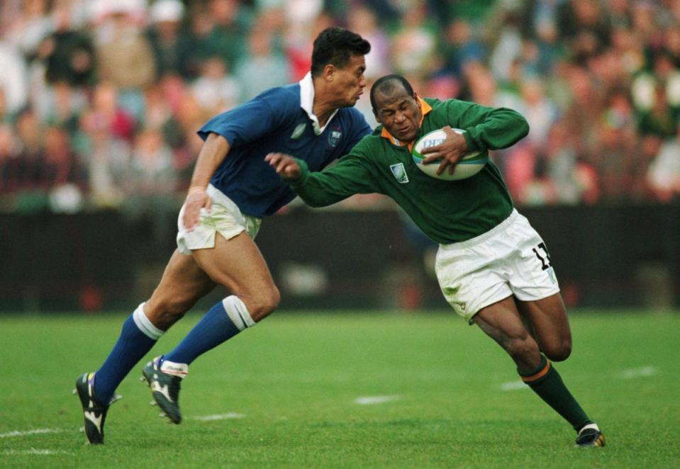 Chester Williams played for the Springboks throughout the 1990s and score four tries in the 1995 Rugby World Cup semi-final win over Samoa (Getty Images)