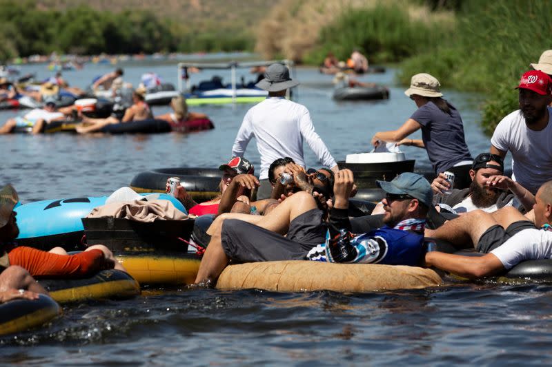 People go tubing on Salt River in Arizona