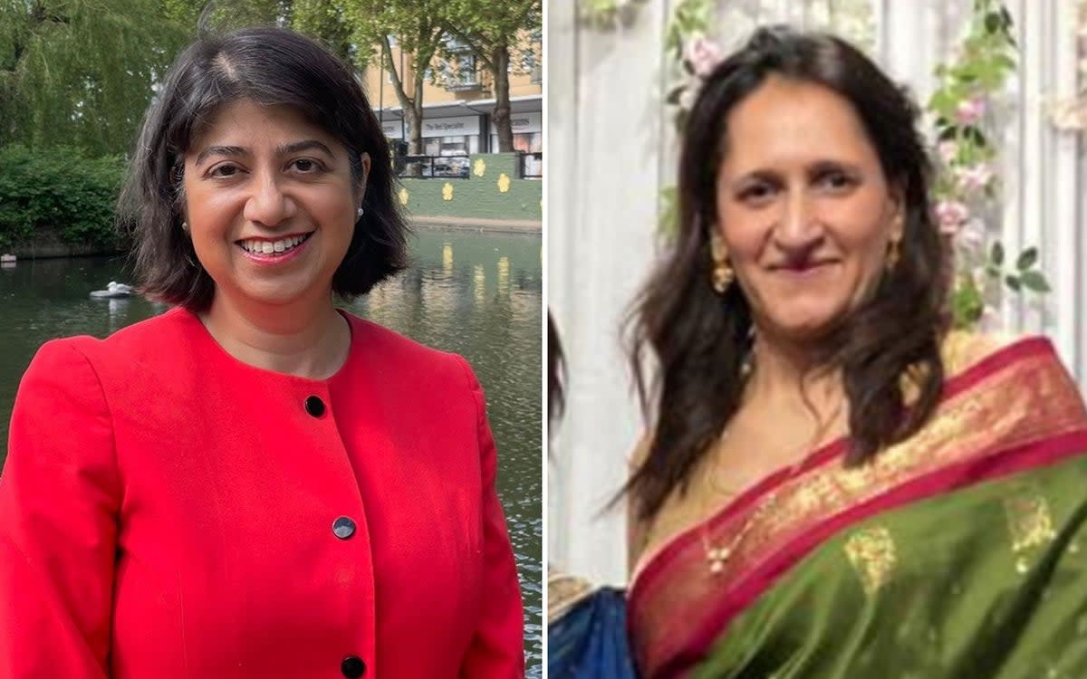 Labour’s Seema Malhotra and Conservative Reva Anil Gudi who are vying to be the next MP for Feltham and Heston (E​S Composite)