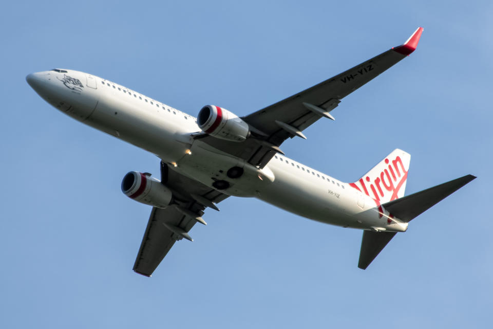 Virgin Australia, Boeing 737, Flying over Auckland City, New Zealand, 9 October 2019