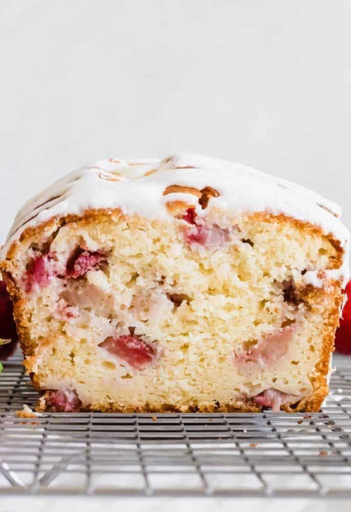 Strawberry pound cake with vanilla icing