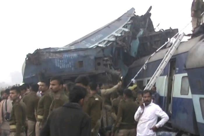 The impact was so powerful that some carriages landed on top of one another. Photo: AP