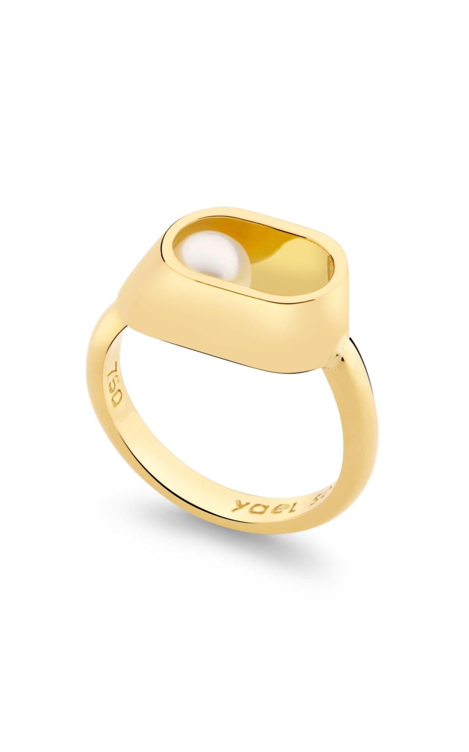 Ellipse Pearl 18K Yellow Gold Ring
