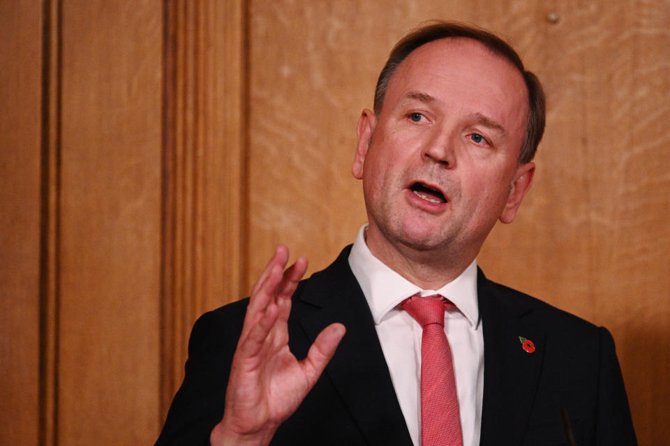 NHS Chief Executive, Sir Simon Stevens during a media briefing in Downing Street. (PA)