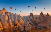 <p>Get the full troglodyte experience at one of Cappadocia's famous cave hotels. According to TripAdvisor, <a rel="nofollow noopener" href="https://www.tripadvisor.com/Hotel_Review-g297983-d1532513-Reviews-Goreme_Suites-Goreme_Cappadocia.html" target="_blank" data-ylk="slk:Goreme Suites;elm:context_link;itc:0;sec:content-canvas" class="link ">Goreme Suites</a>, <a rel="nofollow noopener" href="https://www.tripadvisor.com/Hotel_Review-g297983-d5508729-Reviews-Erenbey_Cave_Hotel-Goreme_Cappadocia.html" target="_blank" data-ylk="slk:Erenbey Cave Hotel;elm:context_link;itc:0;sec:content-canvas" class="link ">Erenbey Cave Hotel</a>, and <a rel="nofollow noopener" href="https://www.tripadvisor.com/Hotel_Review-g297983-d1075506-Reviews-Aydinli_Cave_Hotel-Goreme_Cappadocia.htmlv" target="_blank" data-ylk="slk:Aydinli Cave Hotel;elm:context_link;itc:0;sec:content-canvas" class="link ">Aydinli Cave Hotel</a> are the best value for your money, but <a rel="nofollow noopener" href="https://www.tripadvisor.com/Hotel_Review-g297989-d4090921-Reviews-Kayakapi_Premium_Caves_Cappadocia-Urgup_Cappadocia.html" target="_blank" data-ylk="slk:Kayakapi Premium Caves;elm:context_link;itc:0;sec:content-canvas" class="link ">Kayakapi Premium Caves</a> and <a rel="nofollow noopener" href="https://www.tripadvisor.com/Hotel_Review-g297989-d1998444-Reviews-MDC_Hotel-Urgup_Cappadocia.html" target="_blank" data-ylk="slk:MDC Hotel;elm:context_link;itc:0;sec:content-canvas" class="link ">MDC Hotel</a> are highly rated as well.</p>