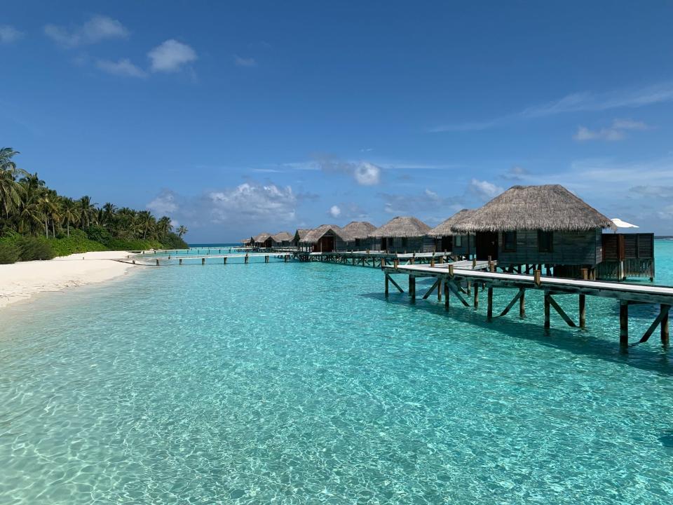 Overwater bungalows at Conrad