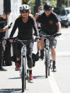 <p>Goldie Hawn and Kurt Russell enjoy a bike ride for two in Los Angeles on Monday.</p>