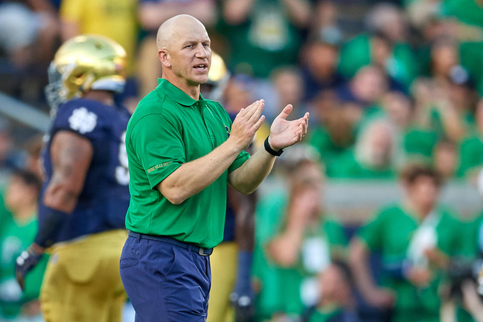 Notre Dame defensive coordinator Clark Lea forges special relationships with his players. (Getty)