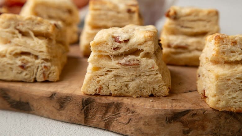 maple bacon biscuits on board