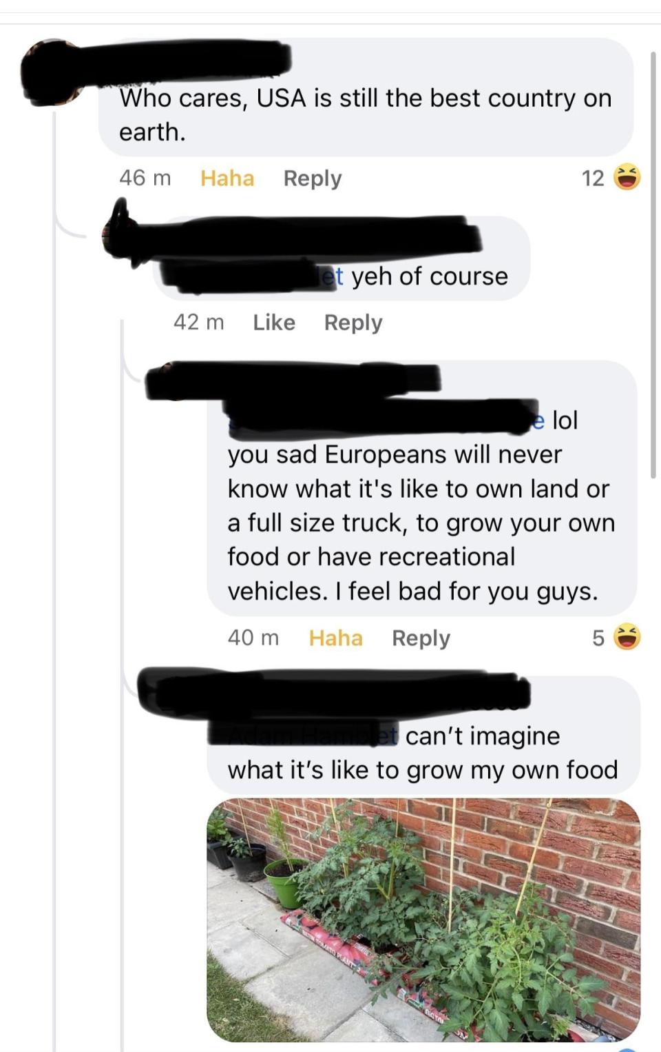 "can't imagine what it's like to grow my own food"