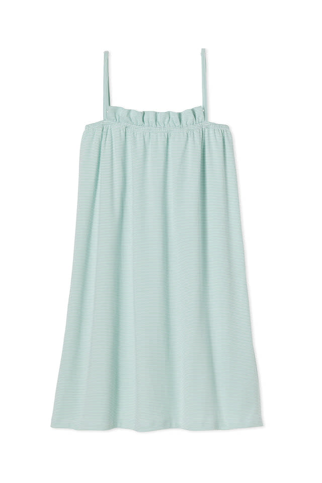 Pima Ruffle Nightgown in Parisian Green (DIFFBOT)