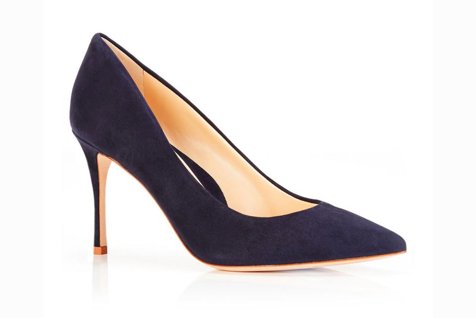 Navy suede pumps