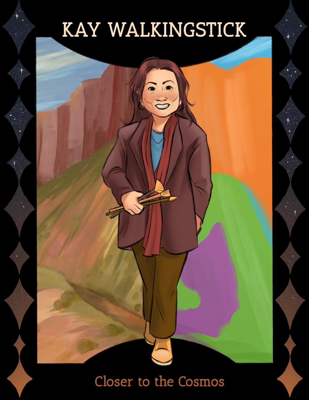 The cover of Ringling College student Madi Wong’s comic about Cherokee Nation artist Kay WalkingStick on the website of the Smithsonian American Art Museum.