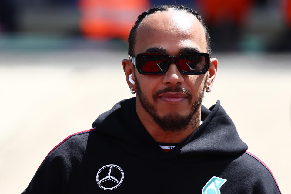 Lewis Hamilton of Mercedes ahead of the Formula 1 British Grand Prix at Silverstone Circuit in Northampton, Great Britain on July 7, 2024. (Photo by Jakub Porzycki/NurPhoto via Getty Images)