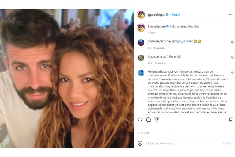 Piqué subió su última foto con Shakira el 8 de julio de 2021 (Foto: Instagram @3gerardpique)