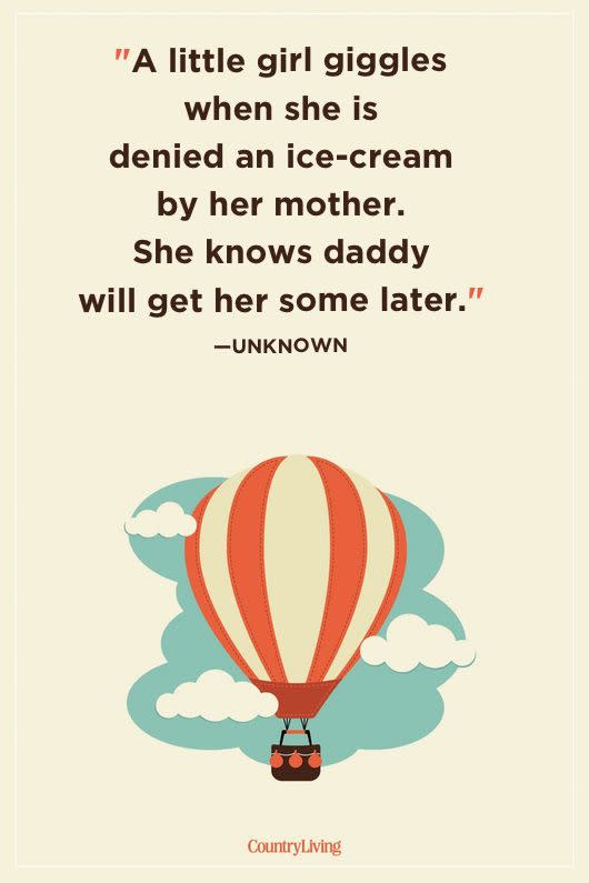 <p>"A little girl giggles when she is denied an ice cream by her mother. She knows daddy will get her some later."</p>