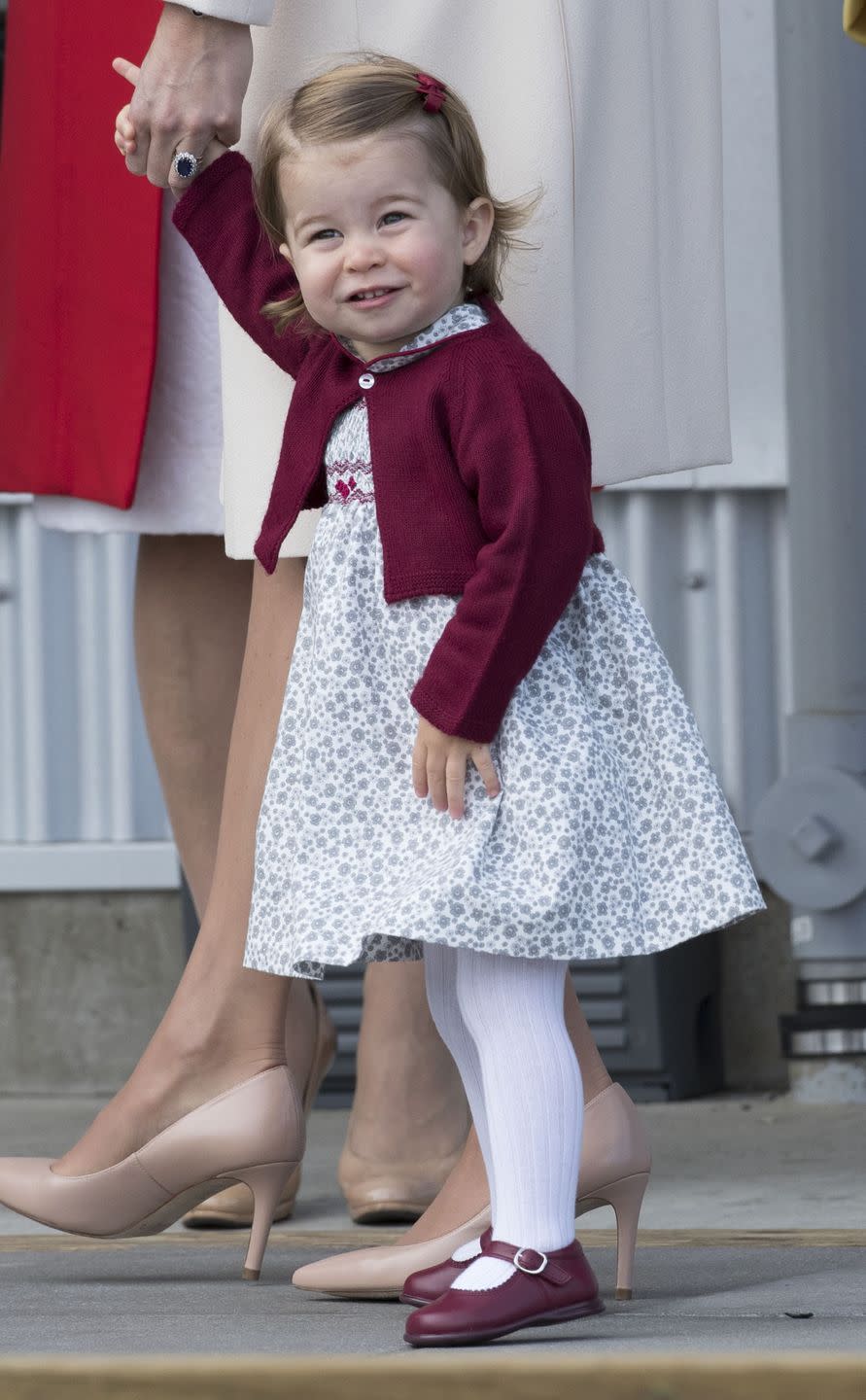 <p>Charlotte, 16 months, marvels at the sight of something while waiting to board a sea-plane in Victoria, Canada. In September 2016, Charlotte and George joined their parents on an 8-day tour of Canada.</p>