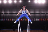 <p>TOKYO, JAPAN - JULY 28: Daiki Hashimoto of Team Japan competes on parallel bars during the Men's All-Around Final on day five of the Tokyo 2020 Olympic Games at Ariake Gymnastics Centre on July 28, 2021 in Tokyo, Japan. (Photo by Laurence Griffiths/Getty Images)</p> 