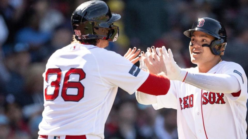 張育成在5局下開轟，成功打回2分打點。（圖／翻攝自「Boston Red Sox」臉書）