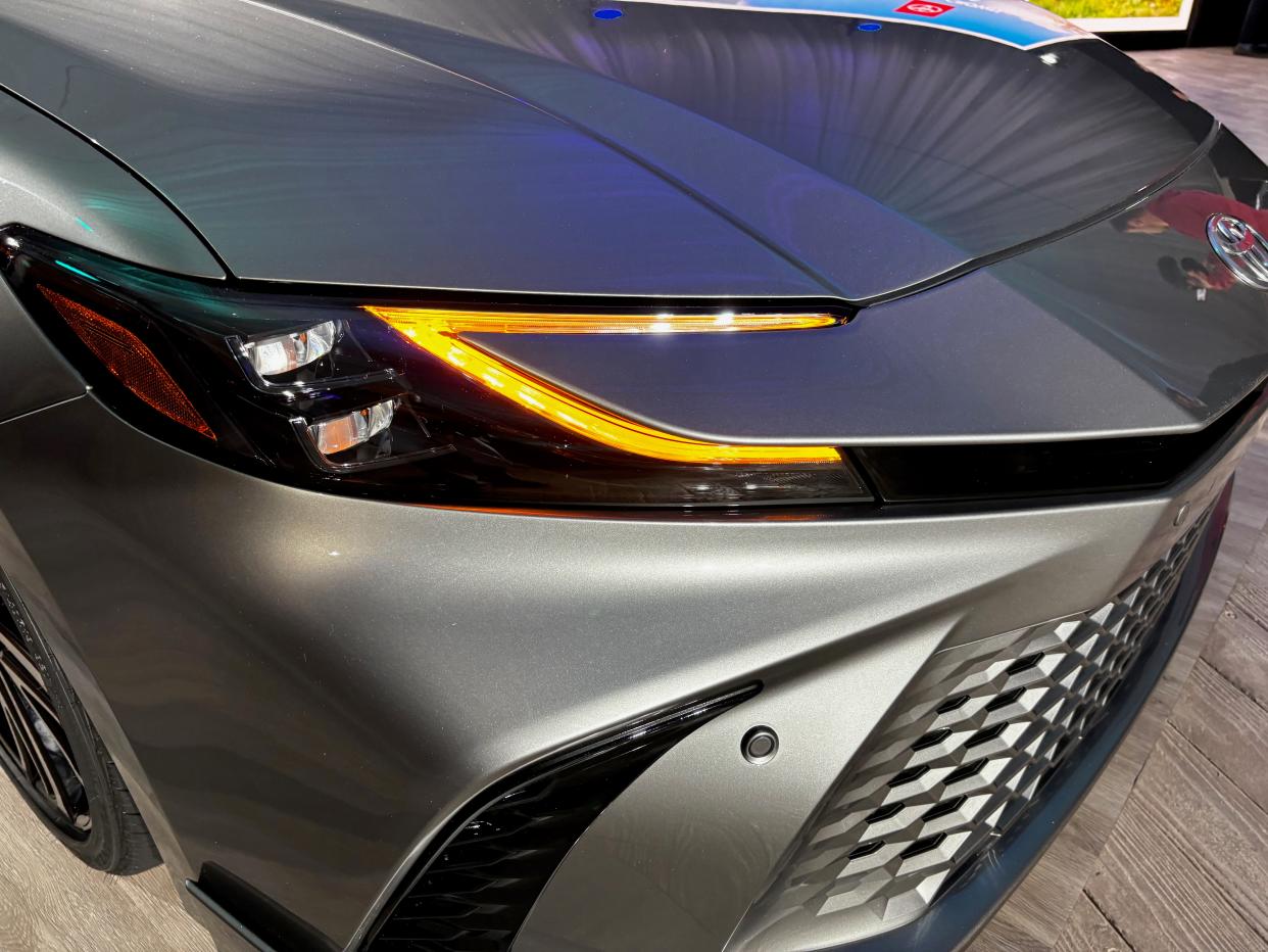 Toyota's new 'hammerhead front' on 2025 Camry midsize sedan.
