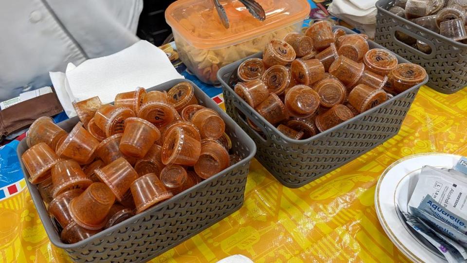 Chef Bruiser hot sauce samples at the Belleville flea market at the Belle-Clair Fairgrounds in August