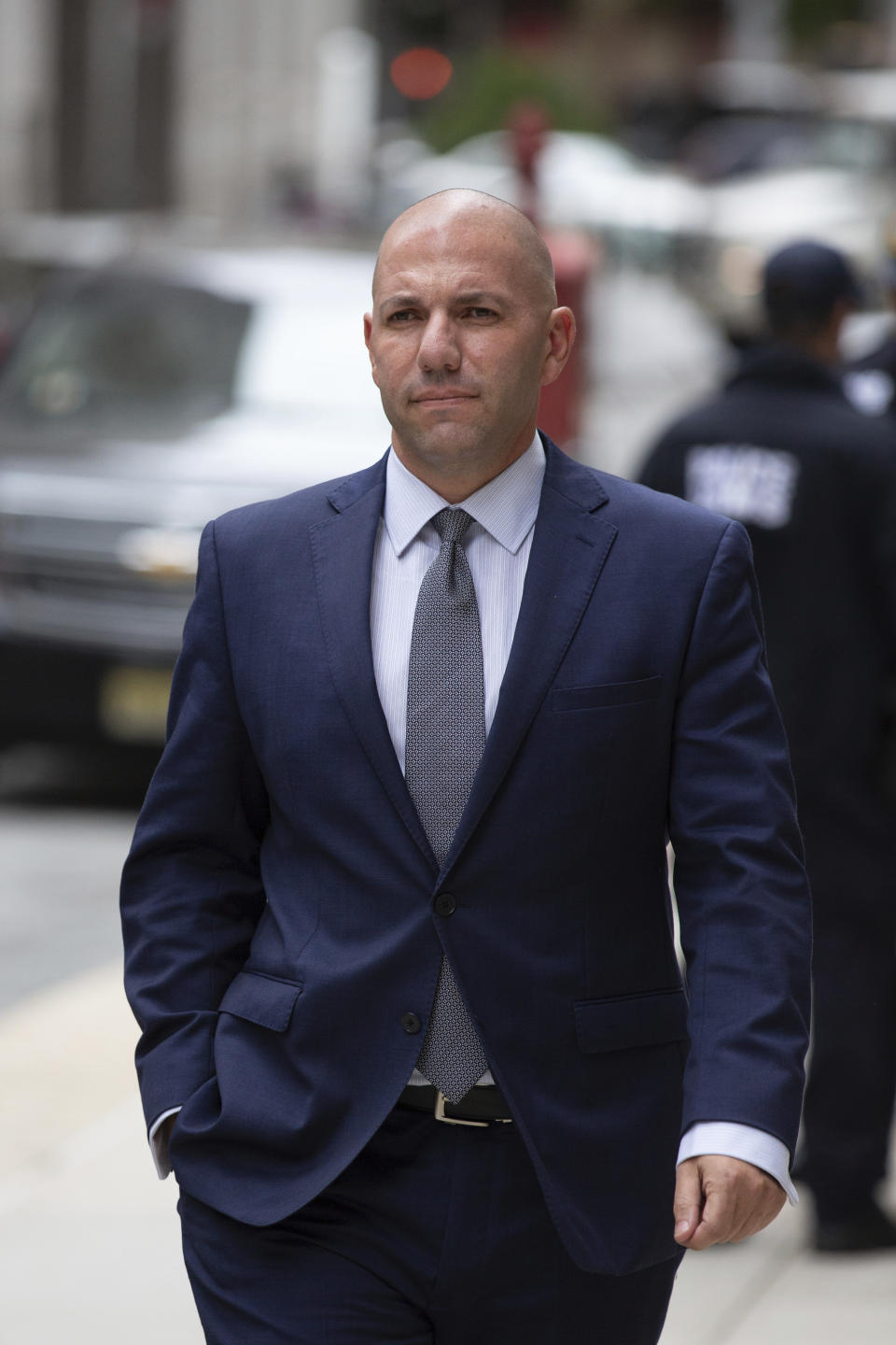David Correia arrives at federal court, Thursday, Oct. 17, 2019, in New York. Correia and Andrey Kukushkin were set to be arraigned Thursday on charges they conspired with associates of Rudy Giuliani to make illegal campaign contributions. (AP Photo/Kevin Hagen)