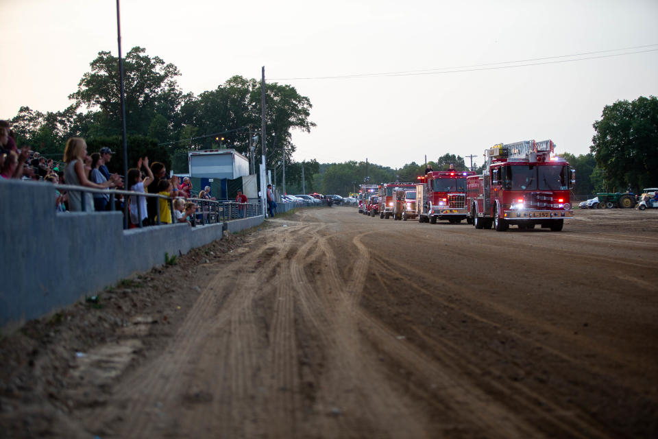 Allegan District fire trucks drive past the crowd during the Allegan County Fair Parade Monday, Sept. 13, 2021, at the Allegan County Fairgrounds. On Friday, Nov. 5, 2021, the Allegan County apportionment commission adopted new county commission lines for the next decade.