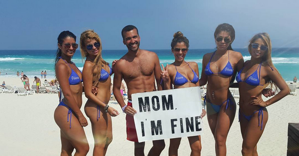 Making friends in Cancun, Mexico. 