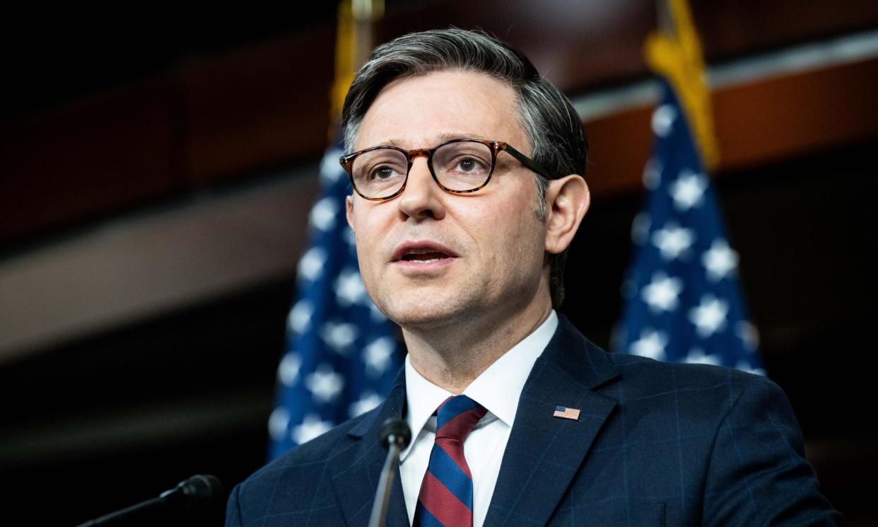 <span>The House speaker, Mike Johnson: ‘Today is a shameful day in American history.’</span><span>Photograph: Michael Brochstein/Sopa Images/Rex/Shutterstock</span>