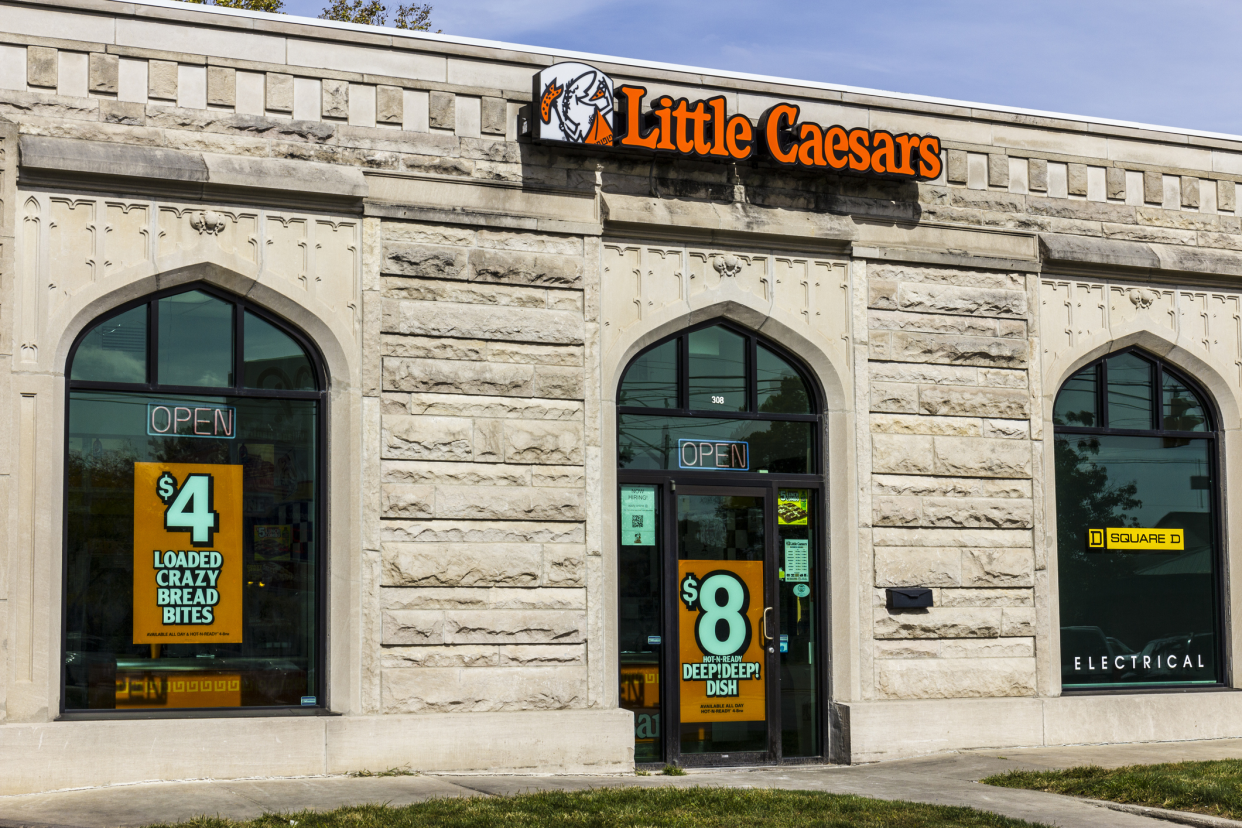 Castle-Like Front Exterior of Little Caesars Pizza, Kokomo, Indiana