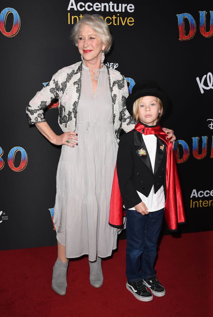 Dame Helen Mirren brought her grandson Waylon Hackford along [Photo: Getty]