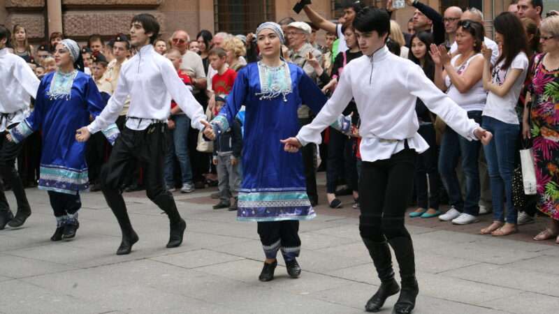 Dancers in Russia performing traditional dances of the North Caucuses.