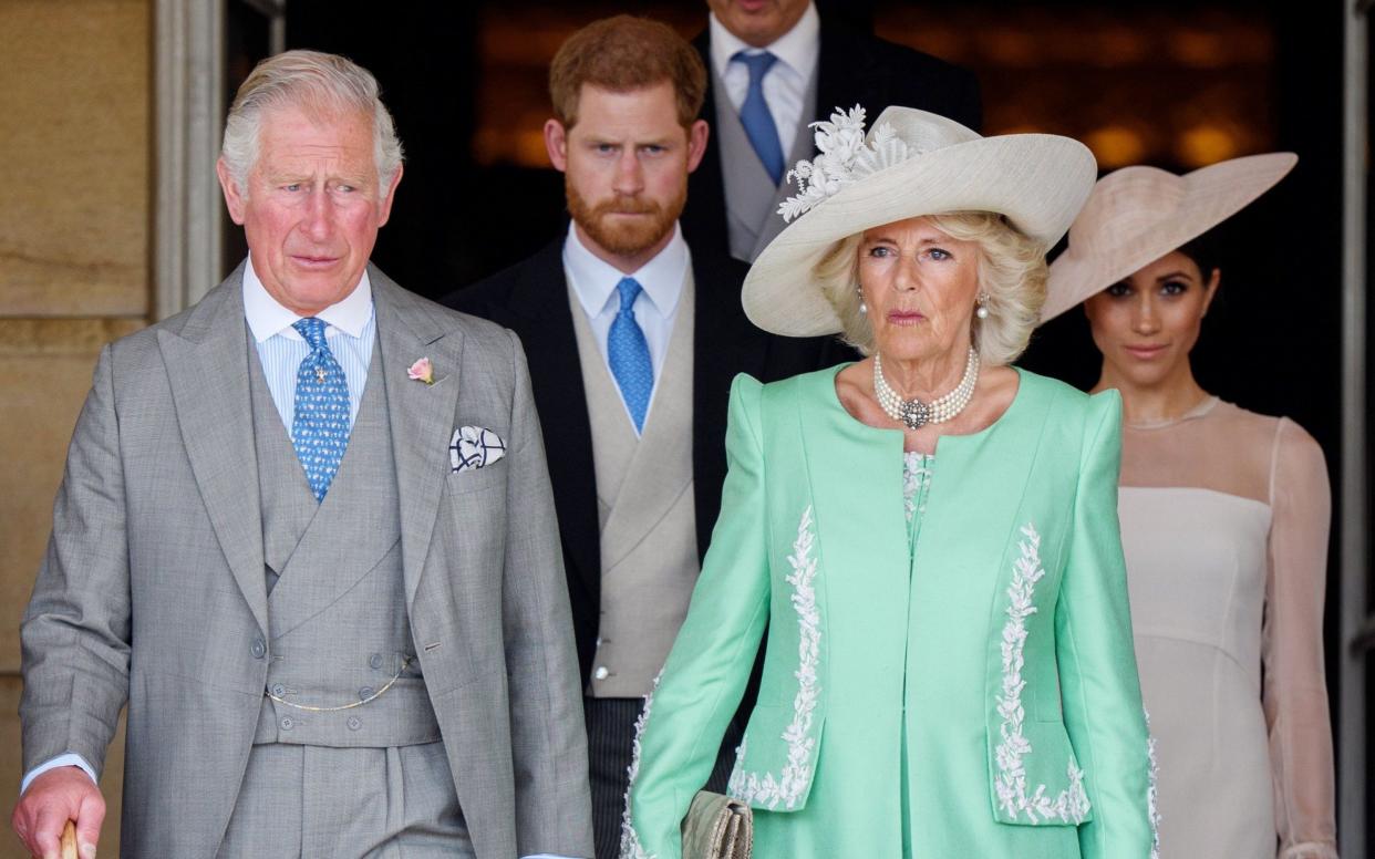 Charles and Camilla with Prince Harry and Meghan at Buckingham Palace in 2018 - Tim Rooke/Shutterstock