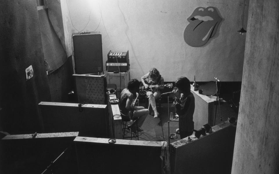 The Rolling Stones recording in the villa's 'dungeon' - Dominique Tarlé