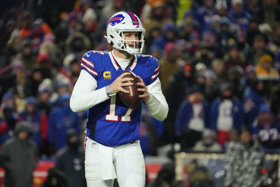 Bills quarterback Josh Allen will face the Patriots twice late in the 2024-25 season, on Dec. 22, and on Jan. 5.
