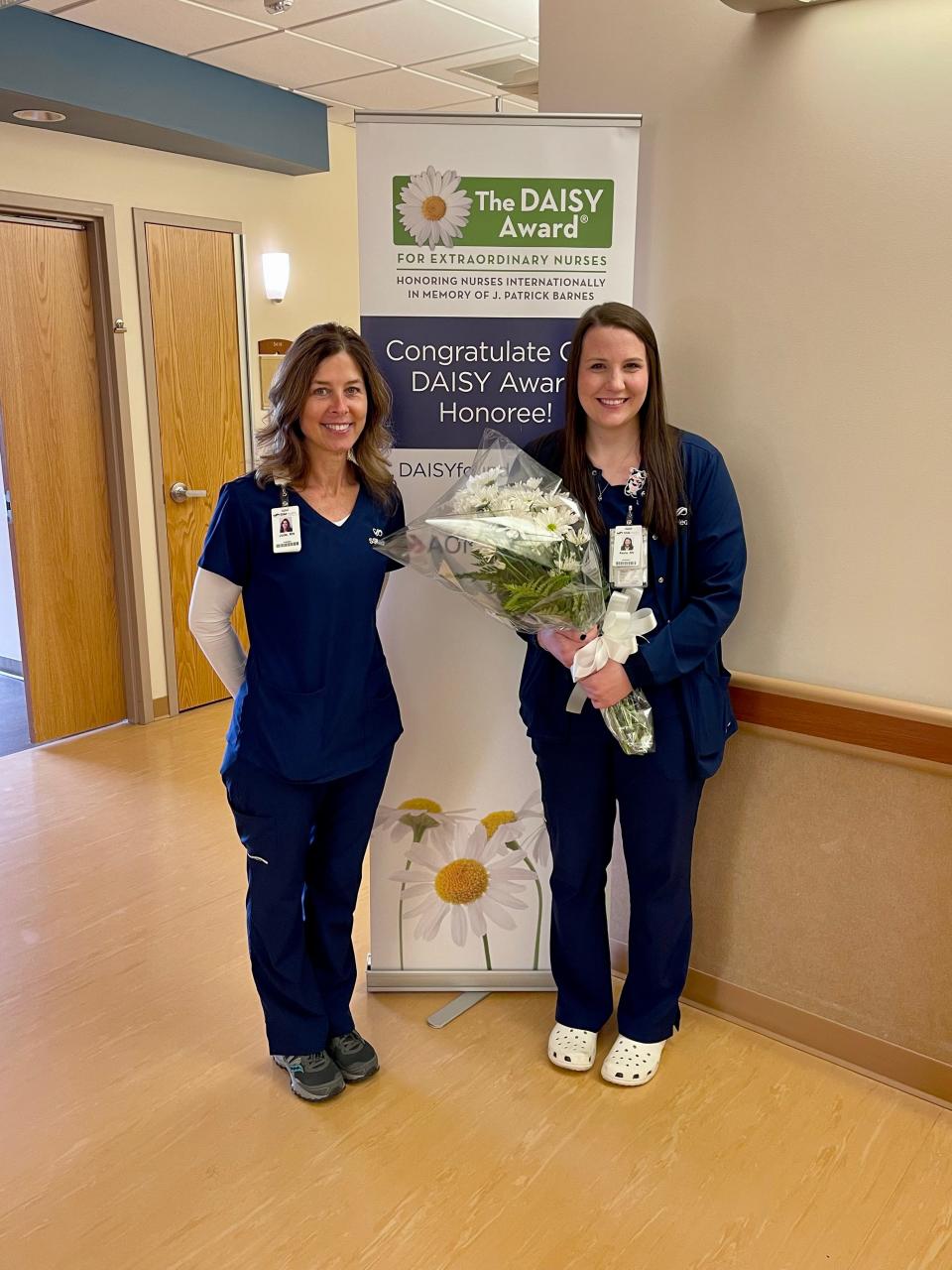 Kayla Hoff, right, a registered nurse with SSM Health St. Agnes Hospital, was recently recognized with a Daisy Award for Extraordinary Nurses. She is pictured with Julie Hernandez, SSM Health St. Agnes Hospital 4 South Manager