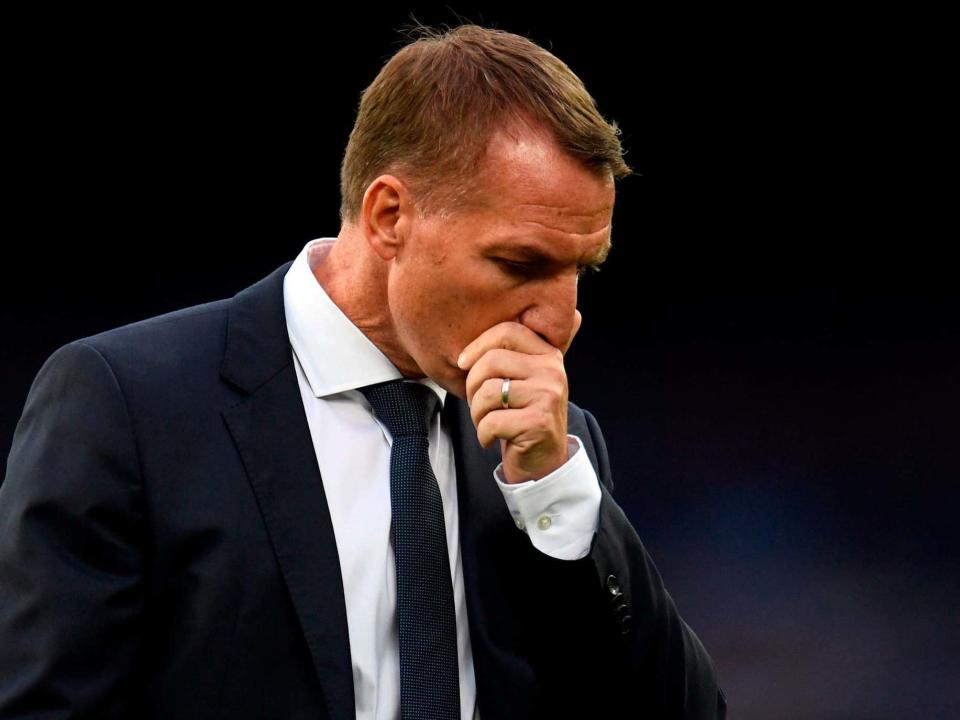 Brendan Rodgers contemplates Leicester's defeat at Everton: Getty Images