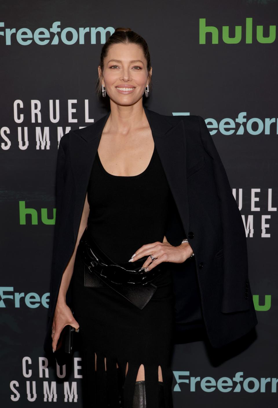 LOS ANGELES, CALIFORNIA - MAY 31: Jessica Biel attends the premiere of Freeform's "Cruel Summer" Season 2 at Grace E. Simons Lodge on May 31, 2023 in Los Angeles, California. (Photo by David Livingston/Getty Images)