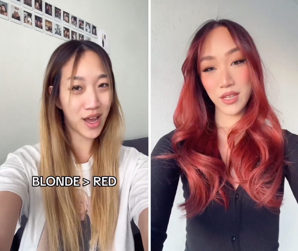 MAFS’ Janelle with blonde hair / Janelle with red hair.