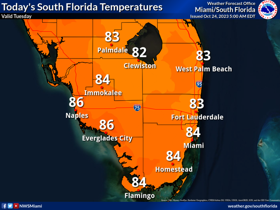 High temperatures expected across South Florida Oct. 24, 2023.