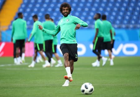 Soccer Football - World Cup - Saudi Arabia Training - Rostov Arena, Rostov-on-Don, Russia - June 19, 2018 Saudi Arabia's Yasser Al-Shahrani during training REUTERS/Marko Djurica