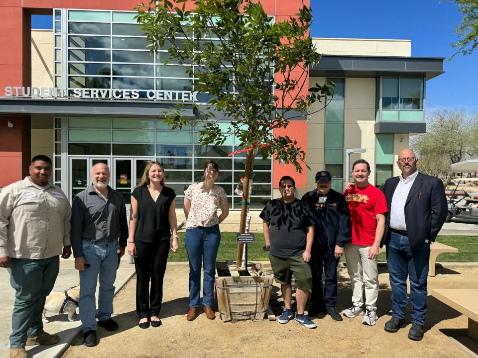 In partnership with the Rotary Club of Palm Desert, College of the Desert's Rotaract Club held a tree planting ceremony on Friday, April 5 by the Cravens Student Success Center.