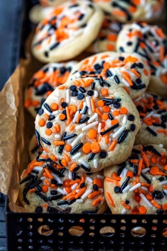 <p>I Heart Eating</p><p><strong>Get the recipe: <a href="https://www.ihearteating.com/halloween-sprinkle-cookies/" rel="nofollow noopener" target="_blank" data-ylk="slk:Halloween Sprinkle Cookies;elm:context_link;itc:0;sec:content-canvas" class="link ">Halloween Sprinkle Cookies</a></strong></p><p><strong>Related: <a href="https://www.yahoo.com/lifestyle/ho-ho-ho-45-chocolate-155948318.html" data-ylk="slk:45 Best Chocolate Cookies;elm:context_link;itc:0;sec:content-canvas;outcm:mb_qualified_link;_E:mb_qualified_link;ct:story;" class="link  yahoo-link">45 Best Chocolate Cookies</a></strong></p>