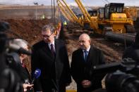 Bulgarian President Radev and Serbian President Vucic attend the launch of the construction of an interconnector gas pipeline, near Golyanovtsi