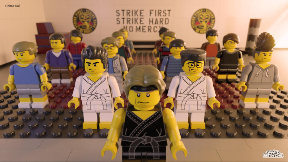 A ToyZone LEGO recreation of a scene from Netflix's Cobra Kai